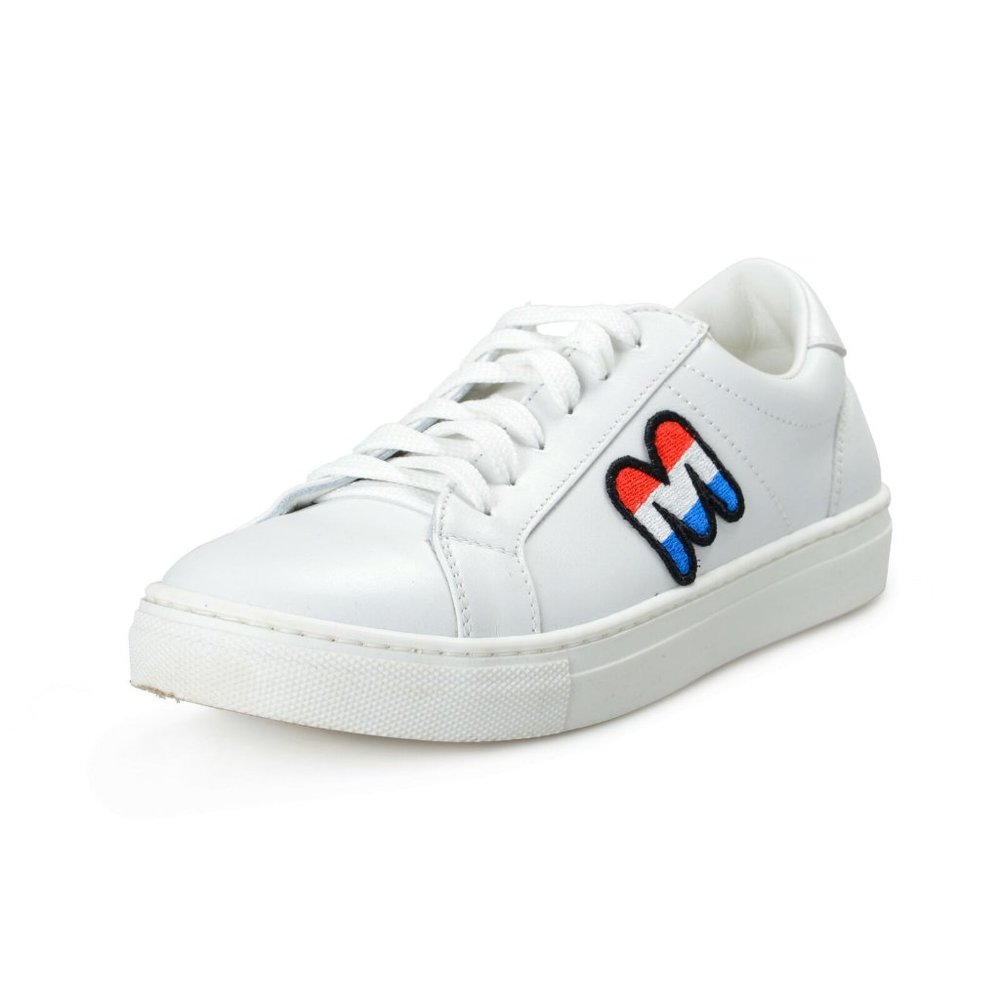Moncler Kids "Mathis" Leather Fashion Sneakers